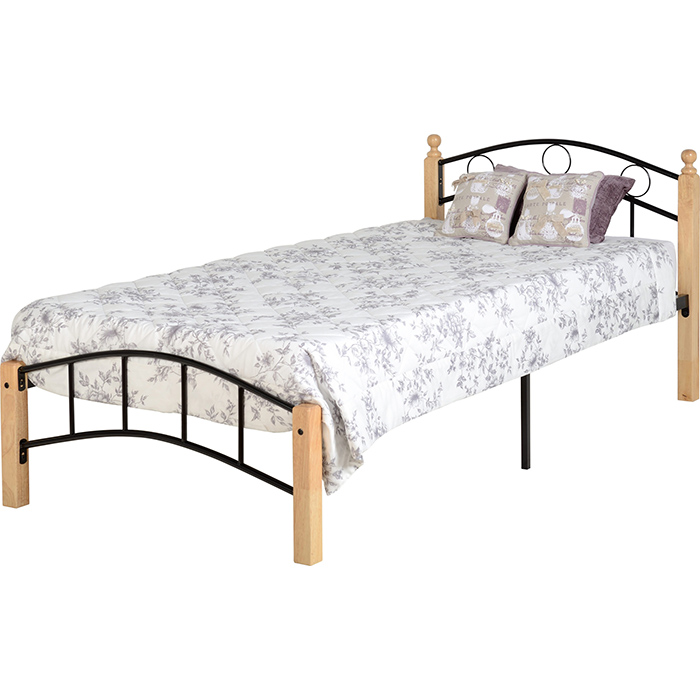 Luton 3' Bed In Natural & Black Finishes - Click Image to Close